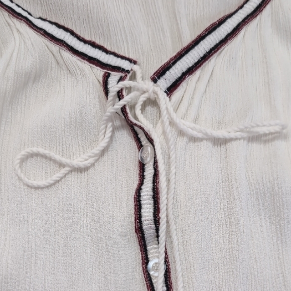 Free People | Saffron Gauze Tunic Lightweight Red and White Embroidered Size L - Picture 8 of 9